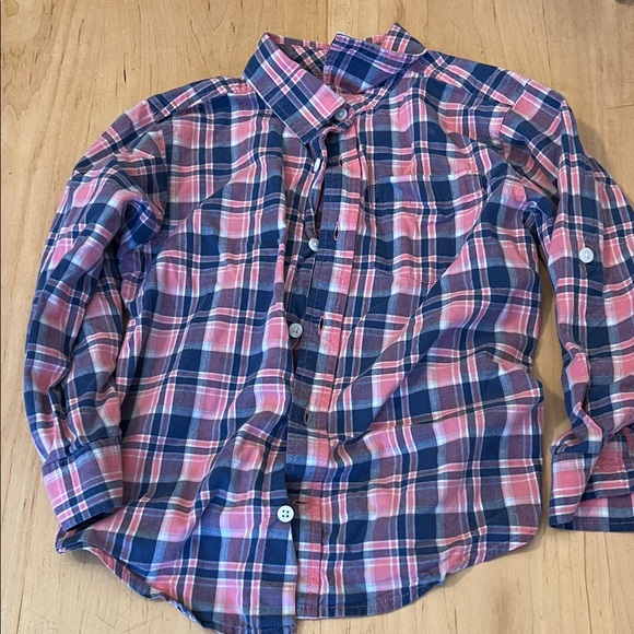 Gymboree Other - Gymboree Pink and Navy Plaid Button-Down Shirt